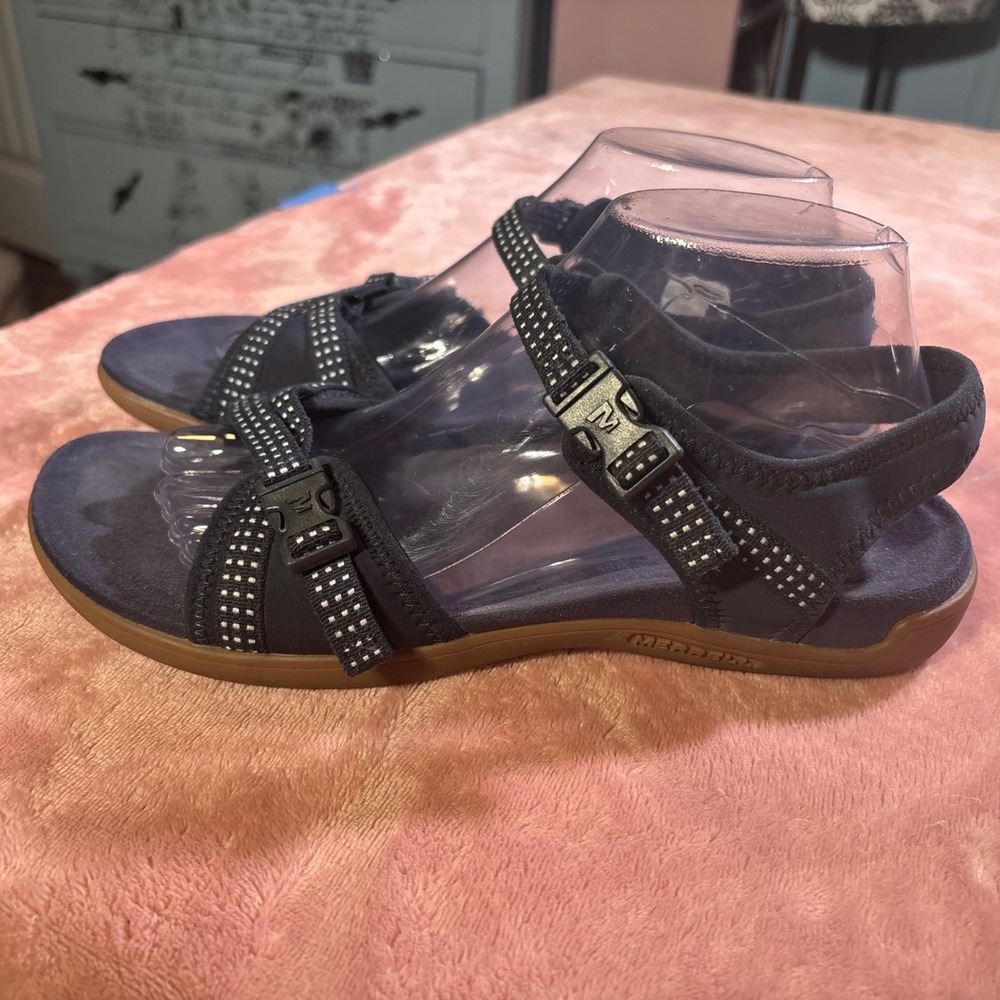 Merrell Sandals Womens Size 10 Navy Blue District Mendi Memory Foam Strappy.